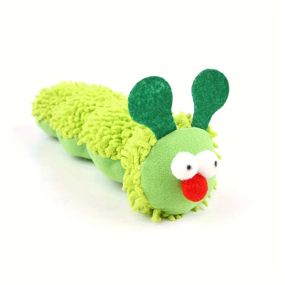 Green interactive rechargeable plush cat toy pillow measuring 24cm long