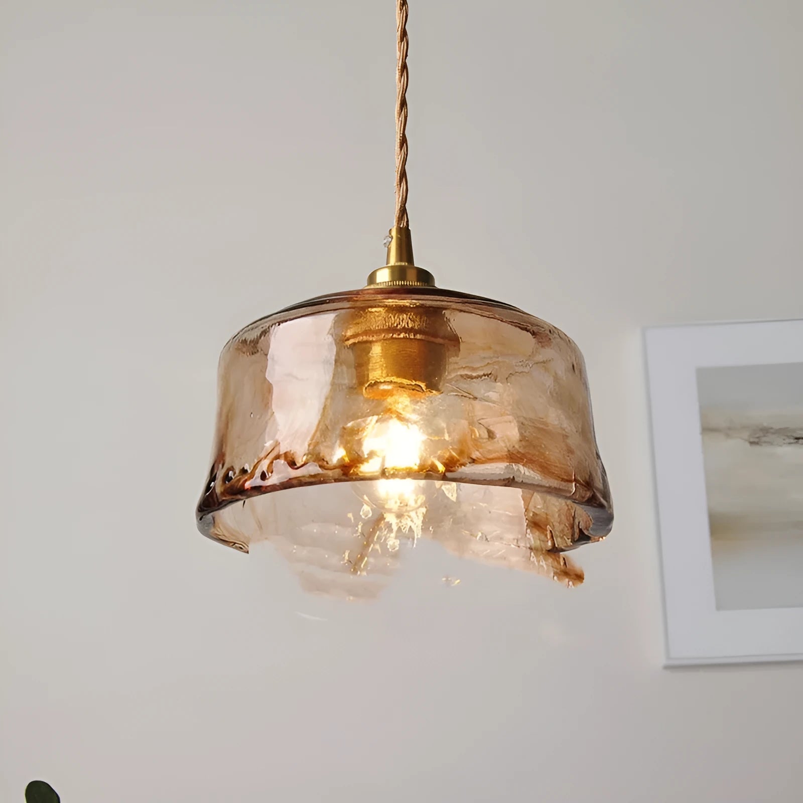 Nordic style brass and glass pendant chandelier with B-bar design for restaurant lighting
