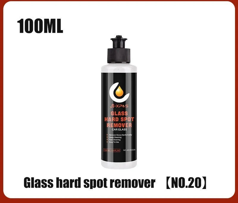 Tube of glass oil film remover cleaning cream for car and window decontamination.