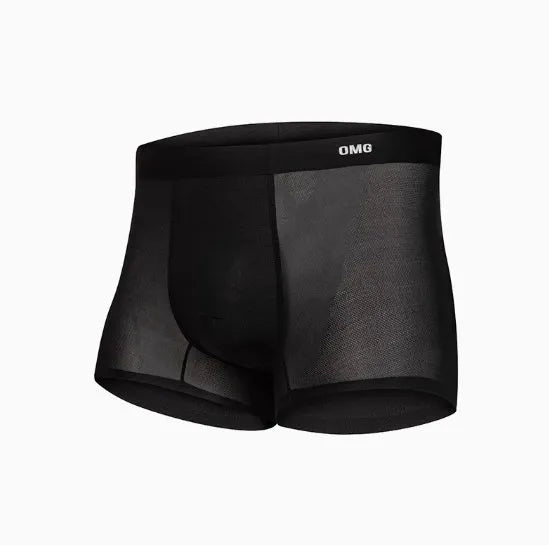 Men's lightweight seamless fitness underwear shorts in blue, shown flat.