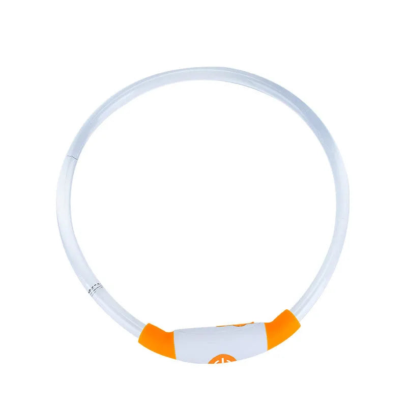 USB rechargeable LED dog safety collar with glowing light, adjustable 70cm TPU strap