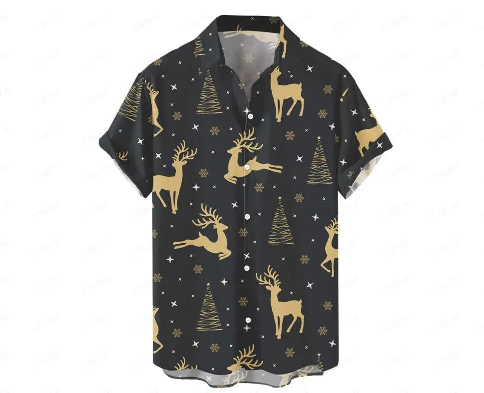 Men's Hawaiian summer shirt with 3D printed floral pattern in short sleeve cardigan style