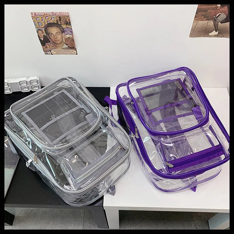 Transparent PVC waterproof backpack with voile inner bag in colour options