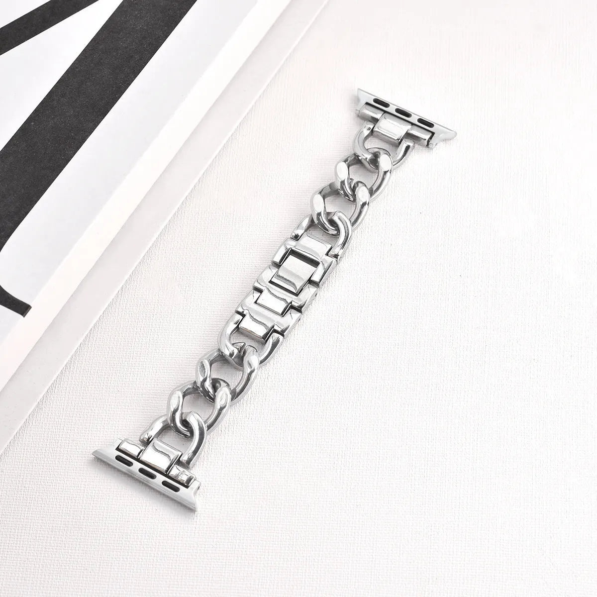 Denim chain metal Apple Watch strap in five colours compatible with 38mm to 49mm models