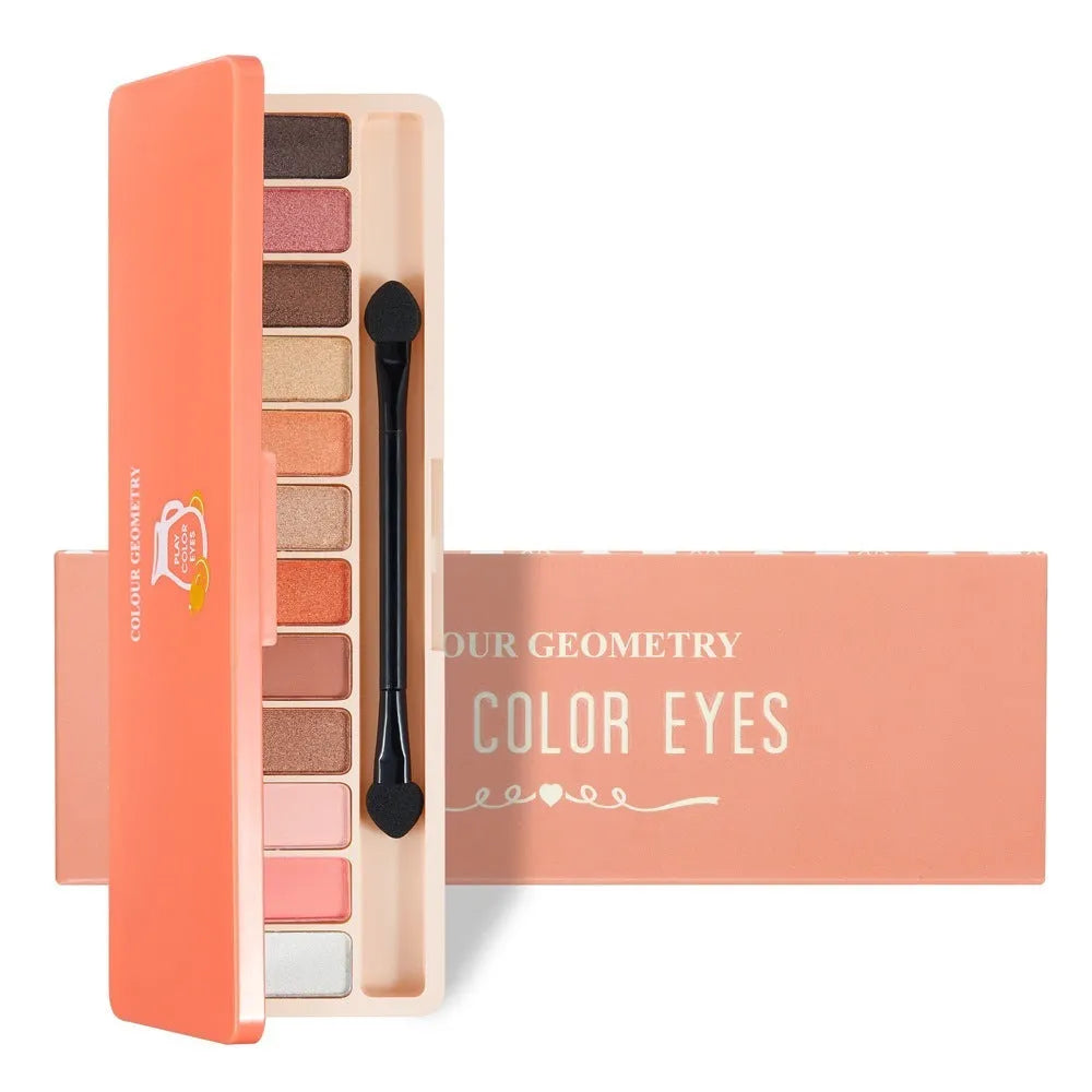 12-colour nude eyeshadow palette in compact packaging 15.2x5x11cm with earth and wine red shades