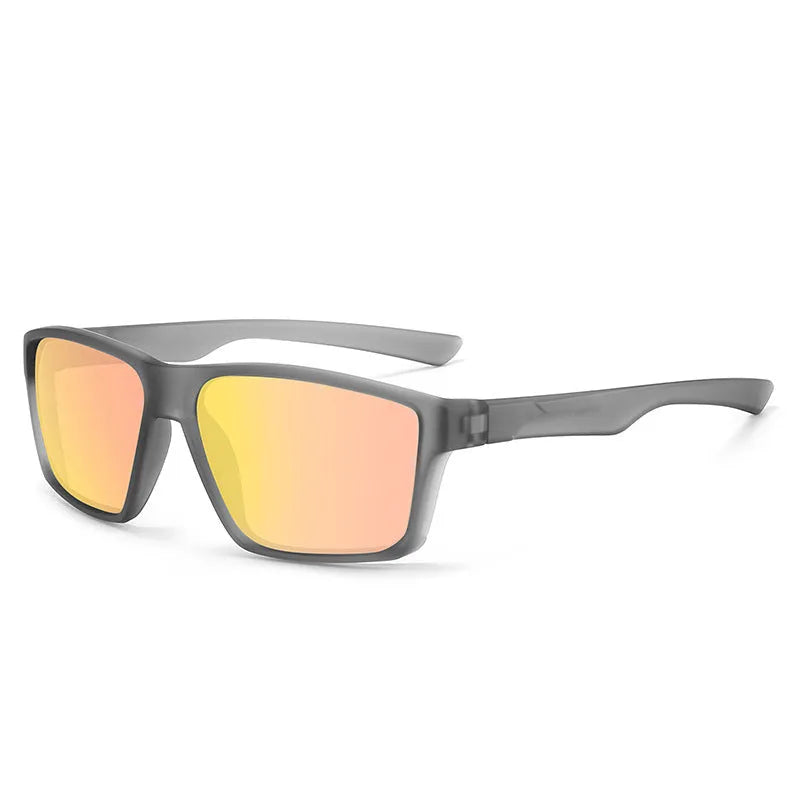 UV protection polarized sunglasses with black frame and black grey lens for outdoor use