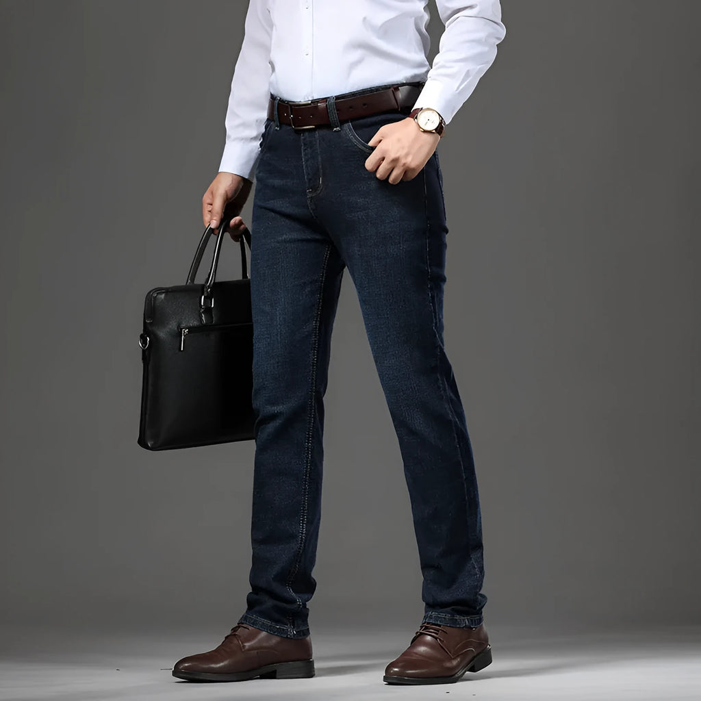 Plus size stretch jeans in K276 black straight-leg business casual trousers