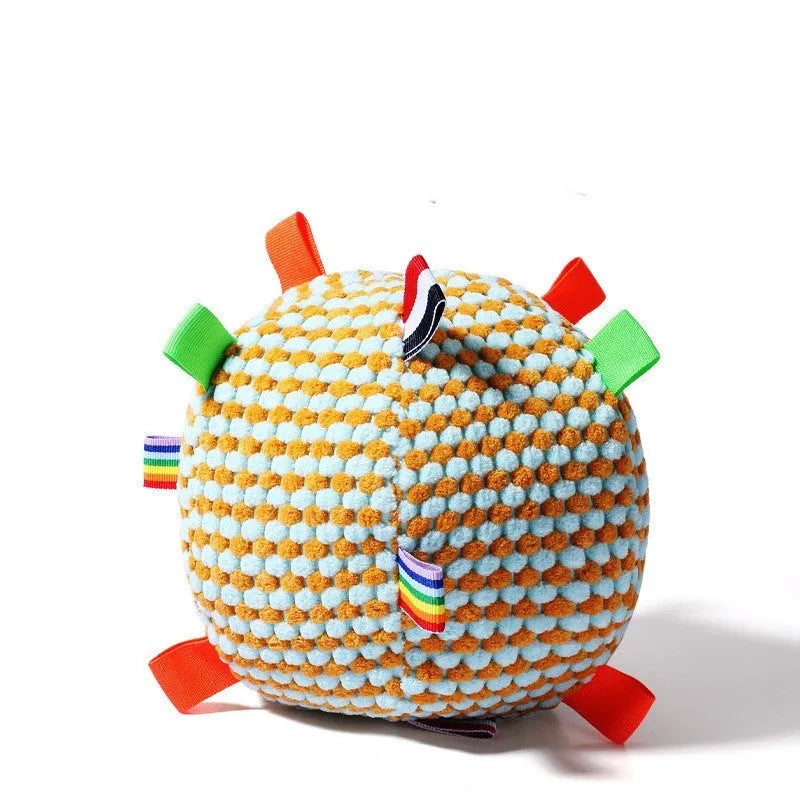 17cm diameter pineapple lattice dog rolling ball ring toy in blue, green, purple, or yellow
