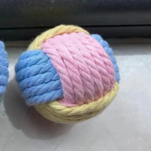 Handmade natural cotton cat plush ball toy for teeth grinding and interactive play
