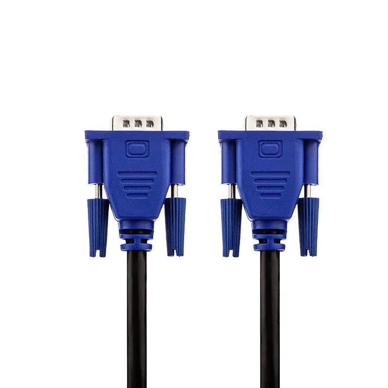Black VGA cable with blue connector moulding and nickel-plated terminals, 1.5 metres long