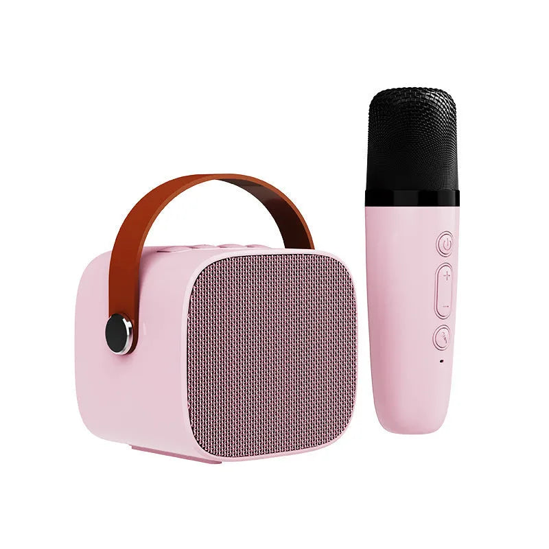 White portable Bluetooth speaker with wireless audio and microphone for hands-free calls.