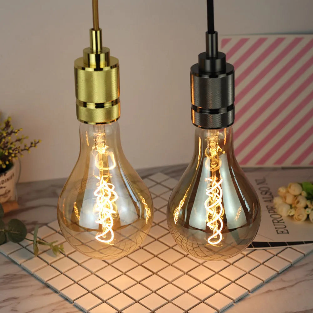 Double helix spiral LED soft light strip in gold or grey finish with 110mm by 200mm dimensions