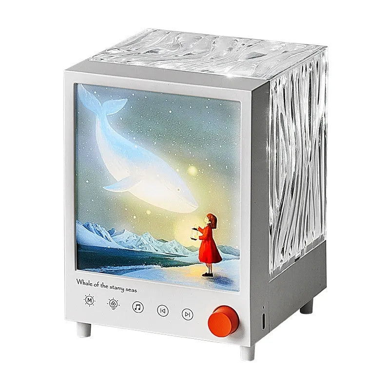 Aurora Treasure Box projection lamp showing star sea whale light colour and compact design.