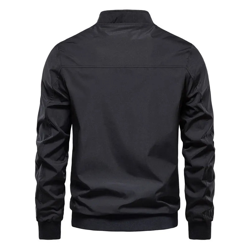 Men's thin casual jacket in polyester fabric showing solid colour design