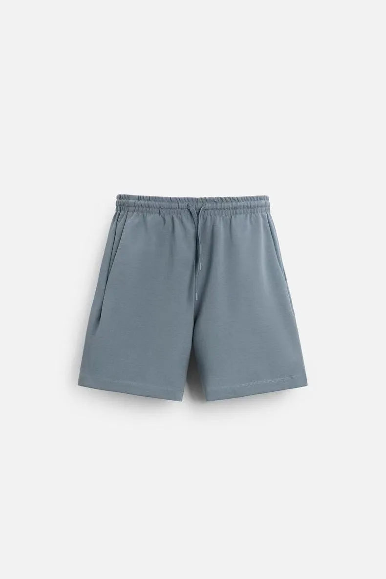 Loose double-sided cloth texture short sleeve and shorts set in polyester available in multiple colours