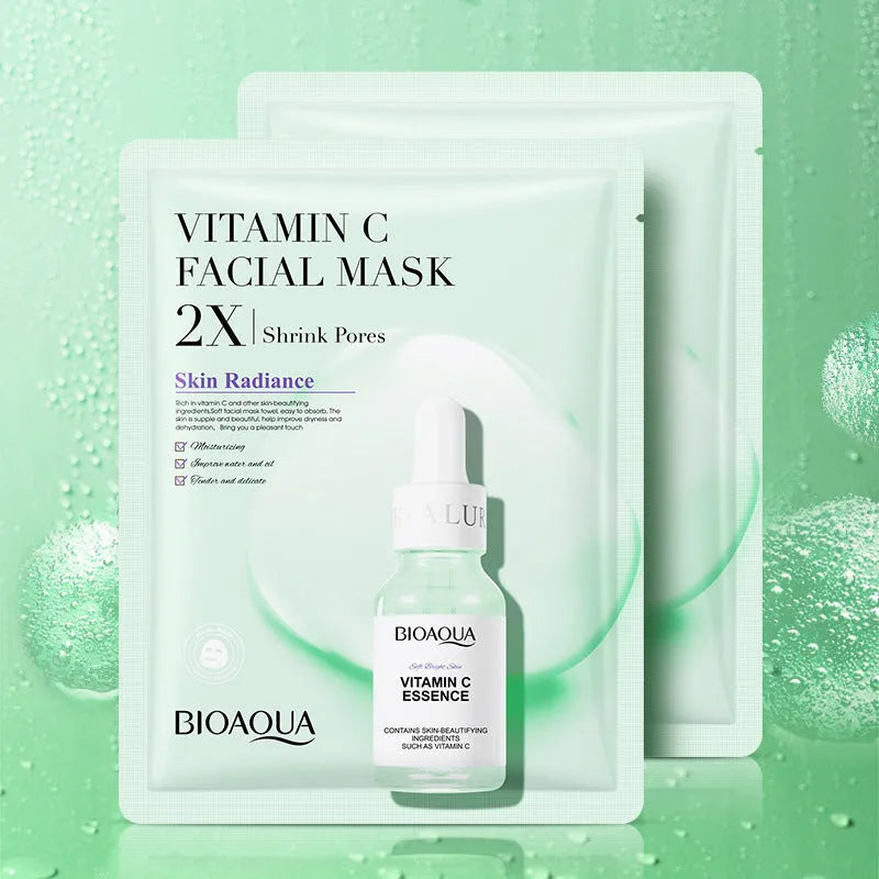 Single sheet of a white collagen face mask and a multi-pack box of 30g facial sheet masks.