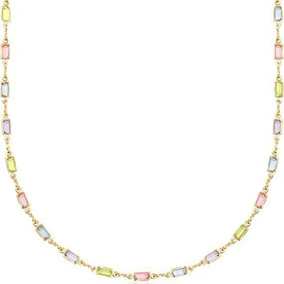 Geometric pendant crystal necklace on an adjustable alloy chain.