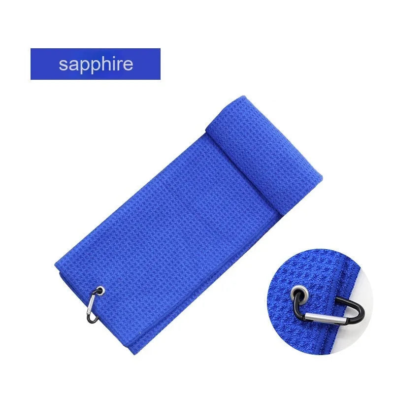 Waffle textured golf ball cleaning towel in assorted colours with 30x30cm and 30x40cm size options
