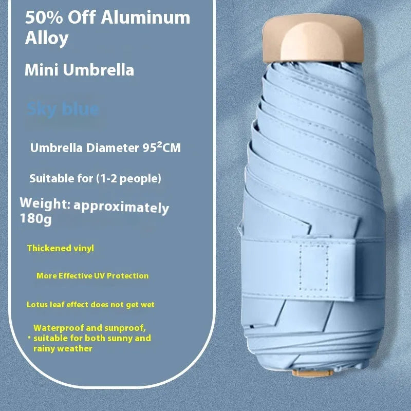 Five-fold gradient vinyl sun umbrella with alloy frame shown in blue colour option