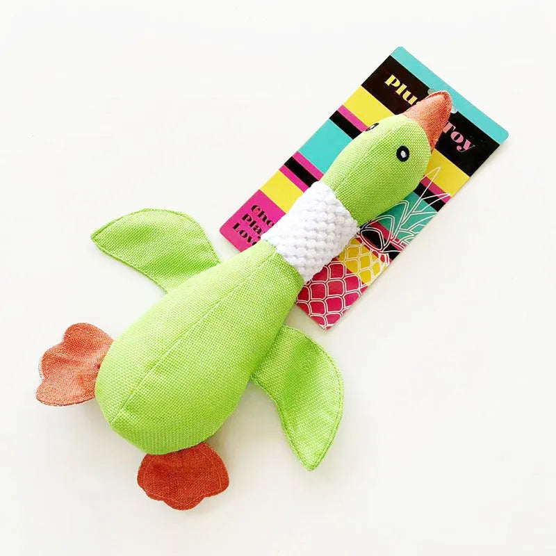 Blue duck plush dog squeaky toy with dual squeakers measuring 33cm for teething puppies