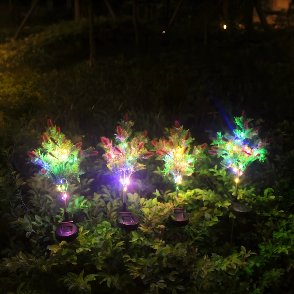 Led solar Christmas tree ground lamp with 15-color LED 70cm height in purple and red