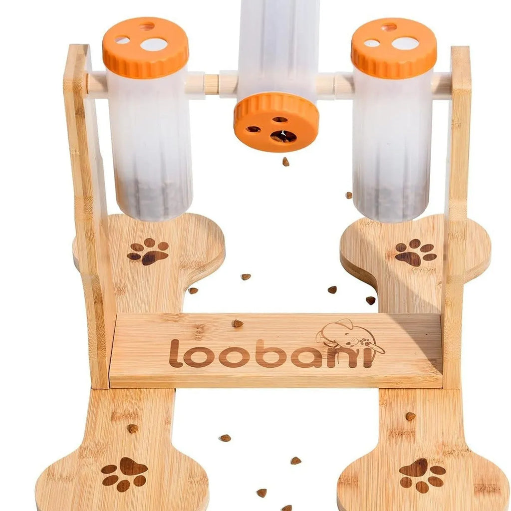 Wood colour 31x30x20cm wooden dog puzzle toy with treat dispensing compartments