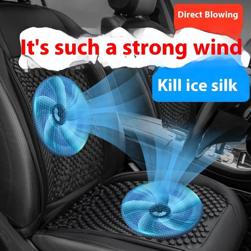 Black car seat ventilation cushion with 4 fans for 12v vehicles, without backrest