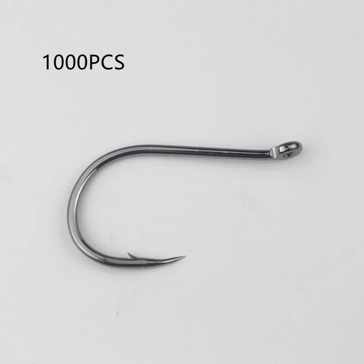 Alloy carbon steel barbed fishing hooks with ring eyes in various sizes for rock and sea fishing