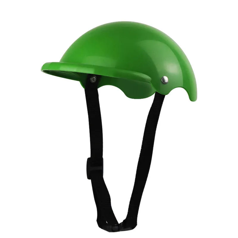 Small S size plastic pet motorcycle helmet in pink, black, yellow or green.
