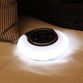 Blue cubic Bluetooth desk lamp with speaker and touch controls for dimming and colour selection