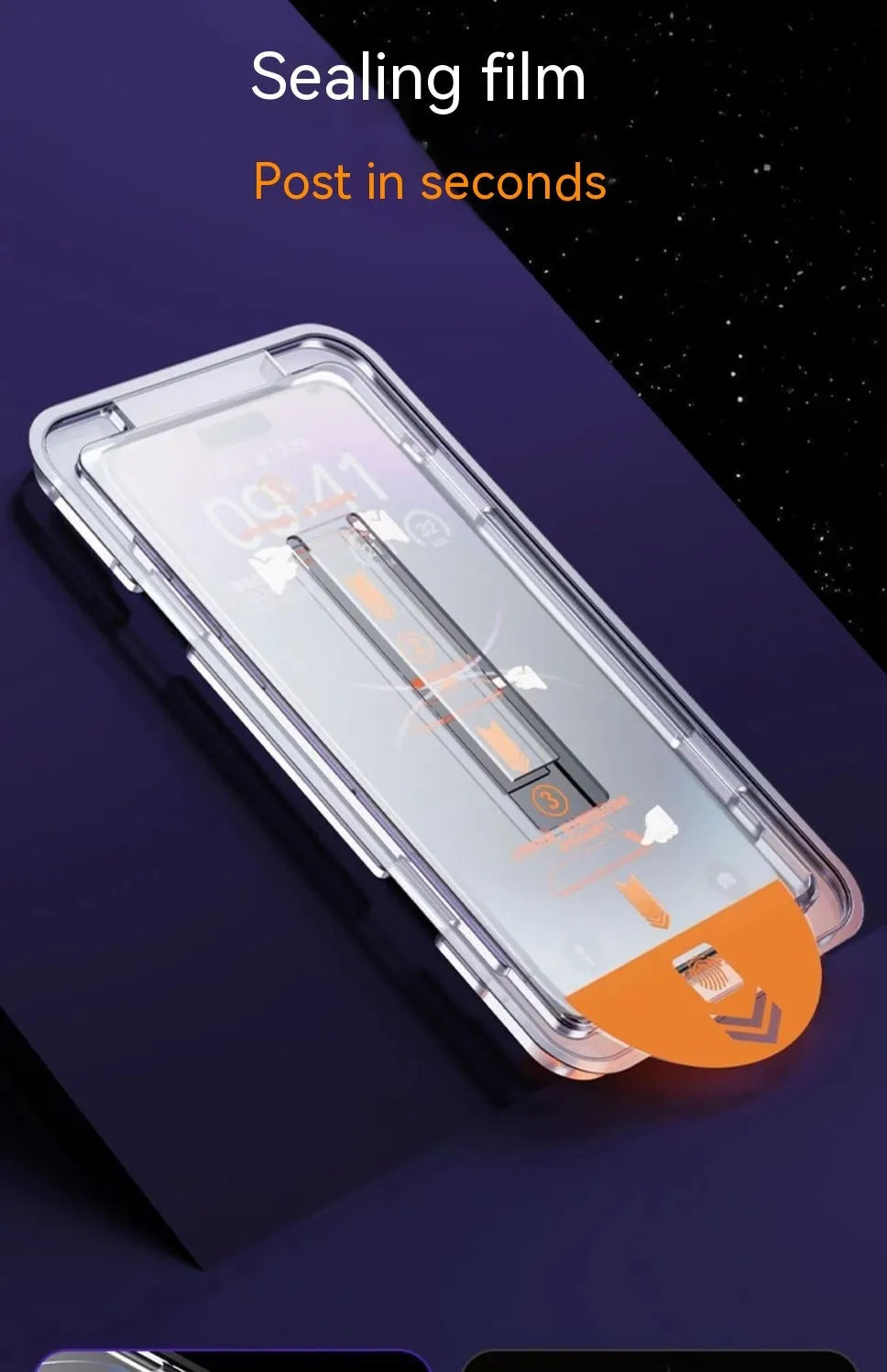 Dust-free warehouse tempered glass screen protector for iPhone showing HD and peep-proof privacy options