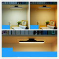 White plastic LED desk lamp with touch controls and adjustable brightness settings