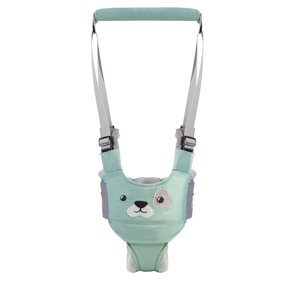 Cotton baby walking harness belt in blue colour with adjustable straps for toddler walking assistance