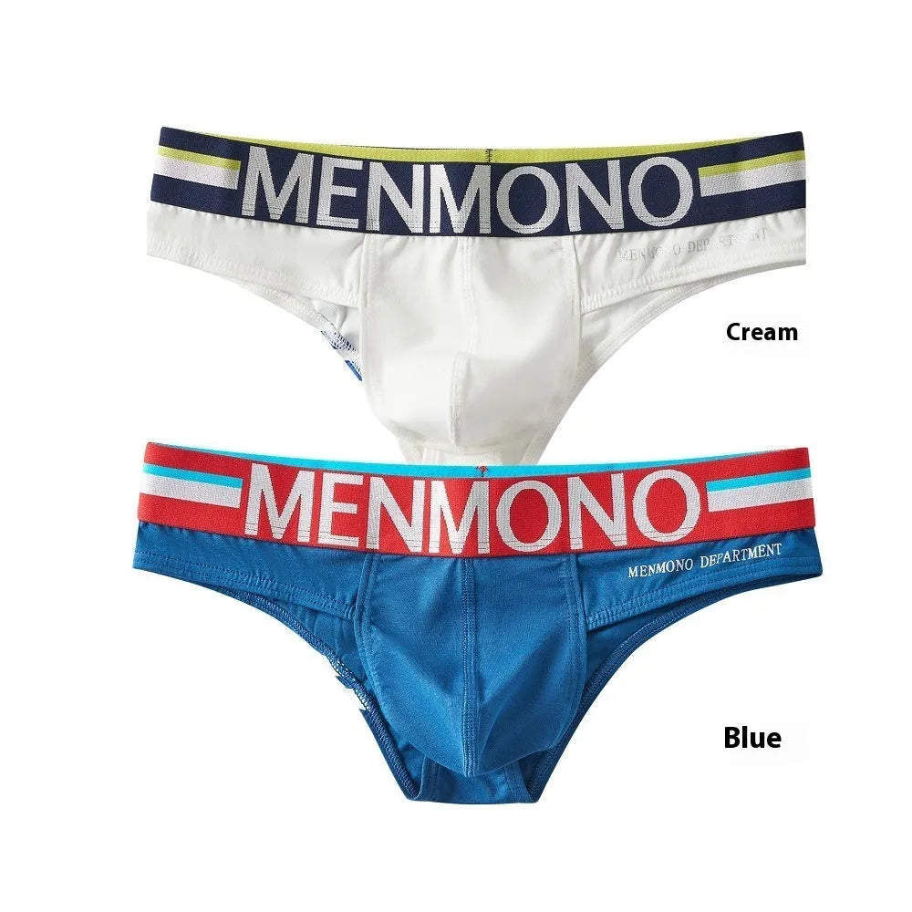 Men's cotton low waist bikini underpants in two-tone solid colour pattern, pack of 2, size M to XXL