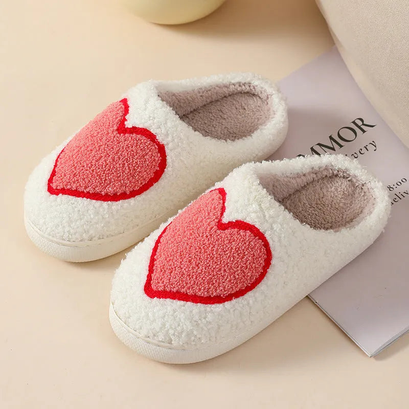 Women's cartoon plush home slippers with PVC soles in Big Love design