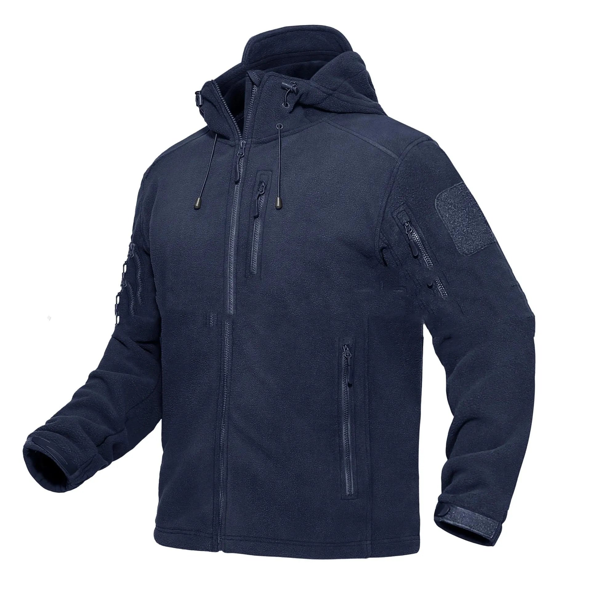 Men's hooded corduroy winter jacket in army green, long sleeves, polyester fabric