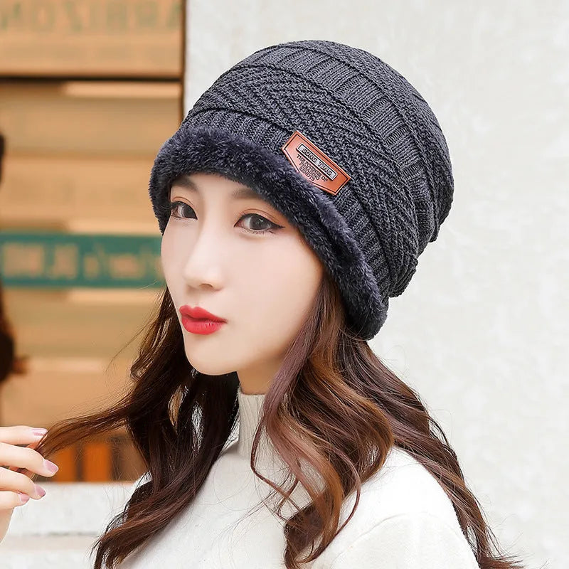 Coral fleece wool balaclava hat in navy blue with dome top and neck cover