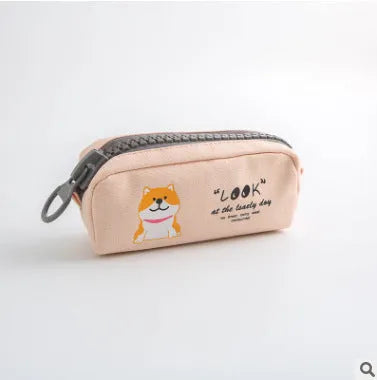 Creative Simple Cute Corner Animal Pencil Case in leather, 16 colour options including Black Cat, Blue, and Fruit Watermelon