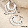 Geometric French earrings with round hoop design in gold and steel colour options