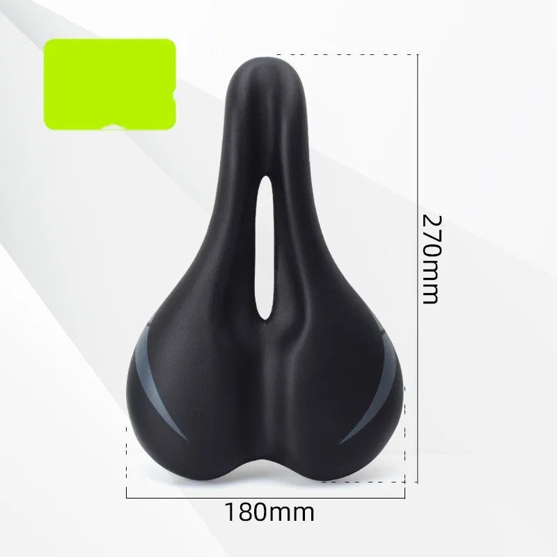 Bicycle saddle cushion with hollow design measuring 270mm by 180mm in PU leather with foam padding