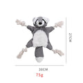 Brown plush fox dog toy with embroidered eyes, cotton rope arms and legs with knots.