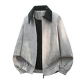 Men's casual jacket with stitching lapel detail in Lycra fabric, showing side pockets and straight hem design