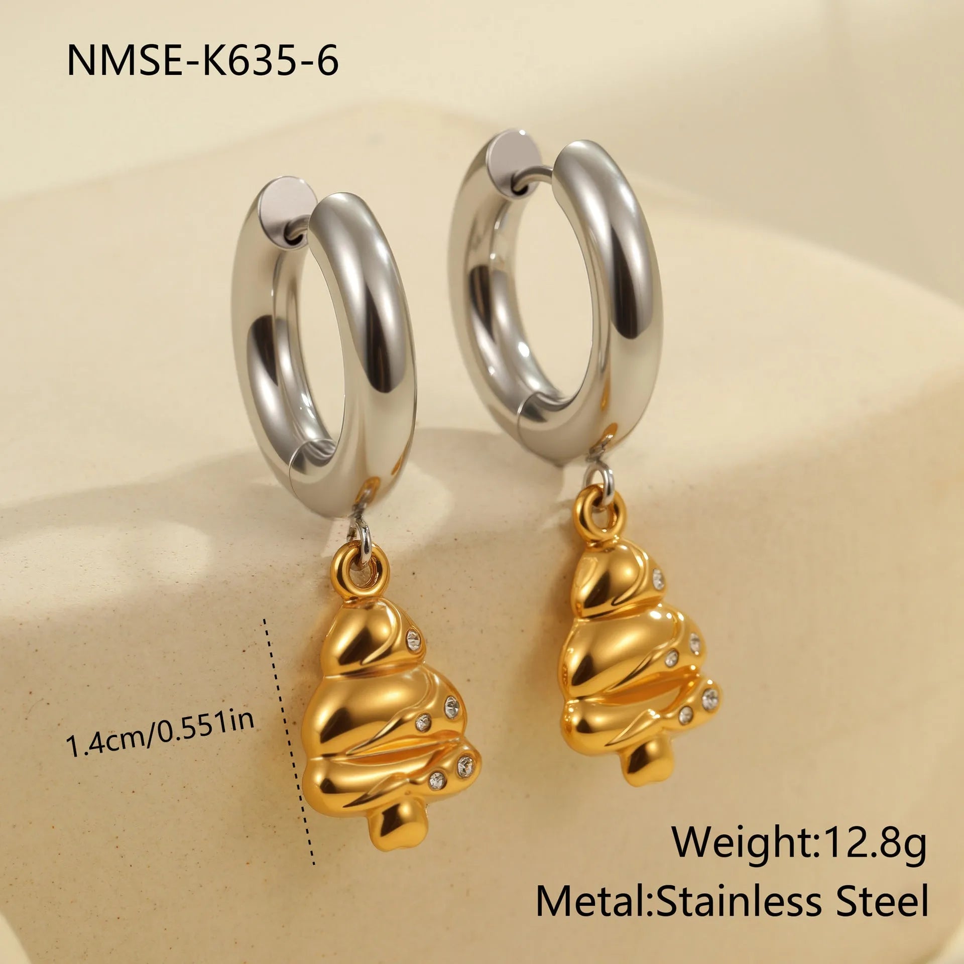 Christmas tree heart earrings in stainless steel with 18K gold electroplating and holiday designs