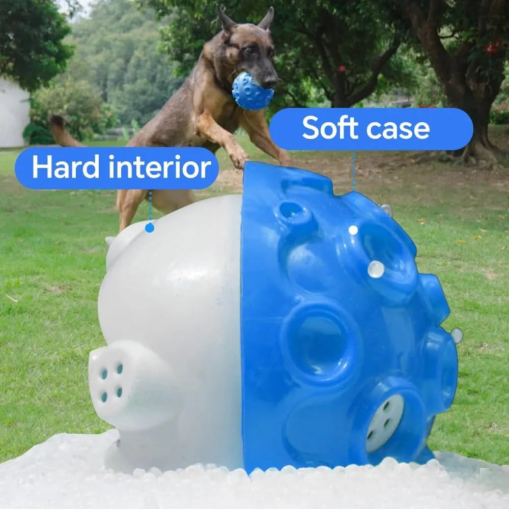 Durable dog chew ball with textured surface in multiple colours for aggressive chewers