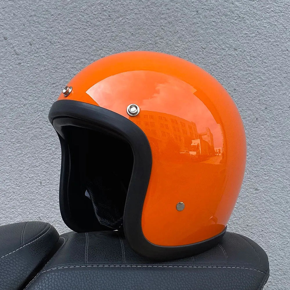 Retro-style FRP motorcycle half helmet in multiple colours for electric bike commuting