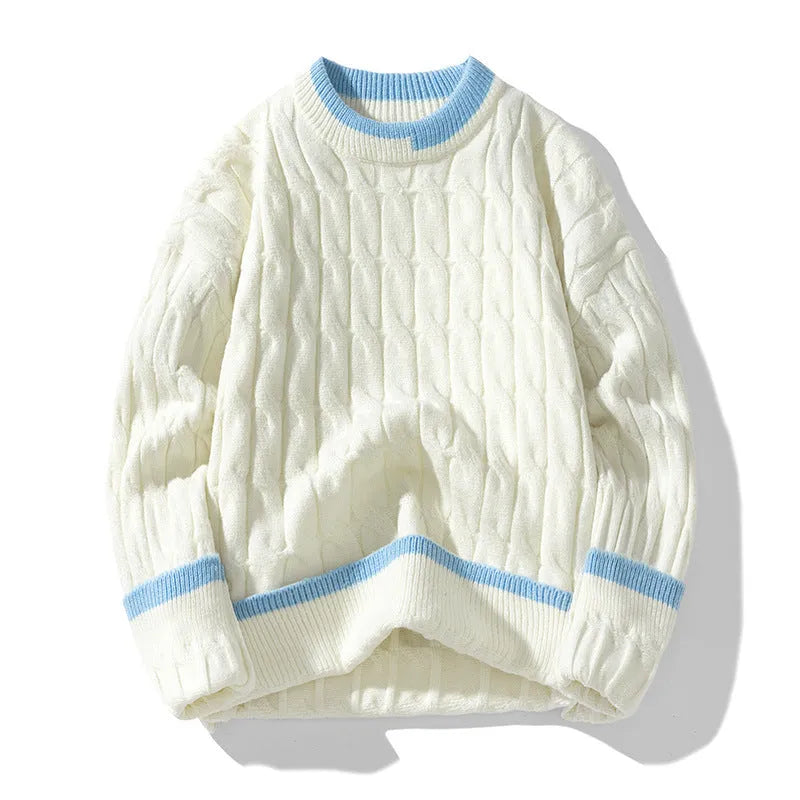 Men's loose fit two-piece modal acrylic sweater set in light blue colour