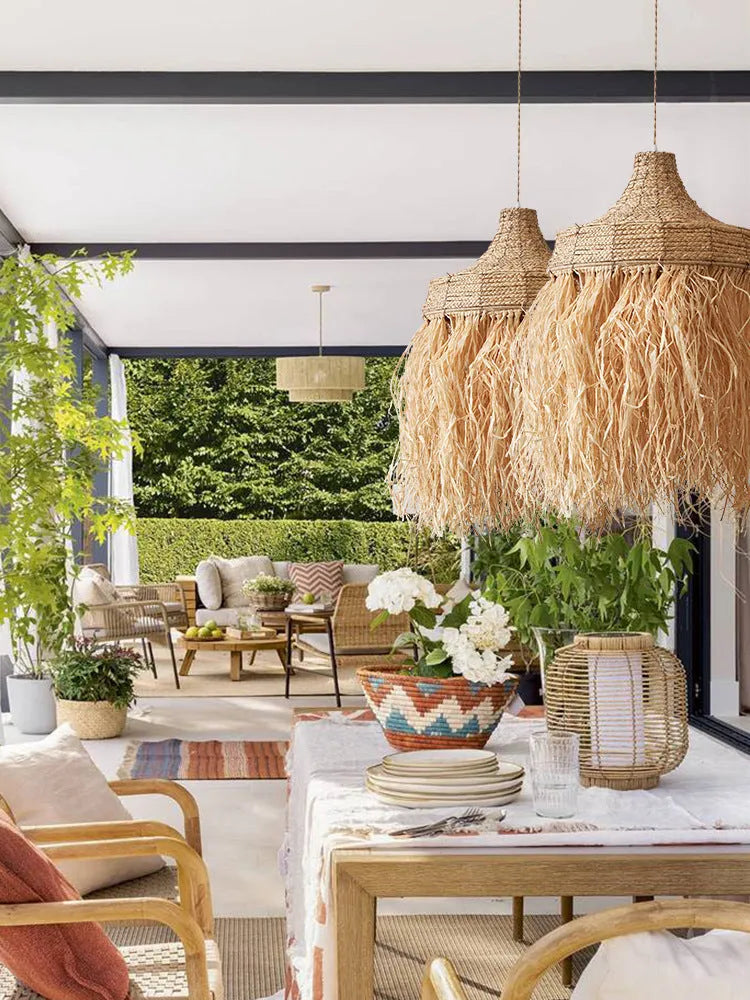 Wild vetch and willow woven restaurant chandelier with 50cm diameter in Southeast Asian style