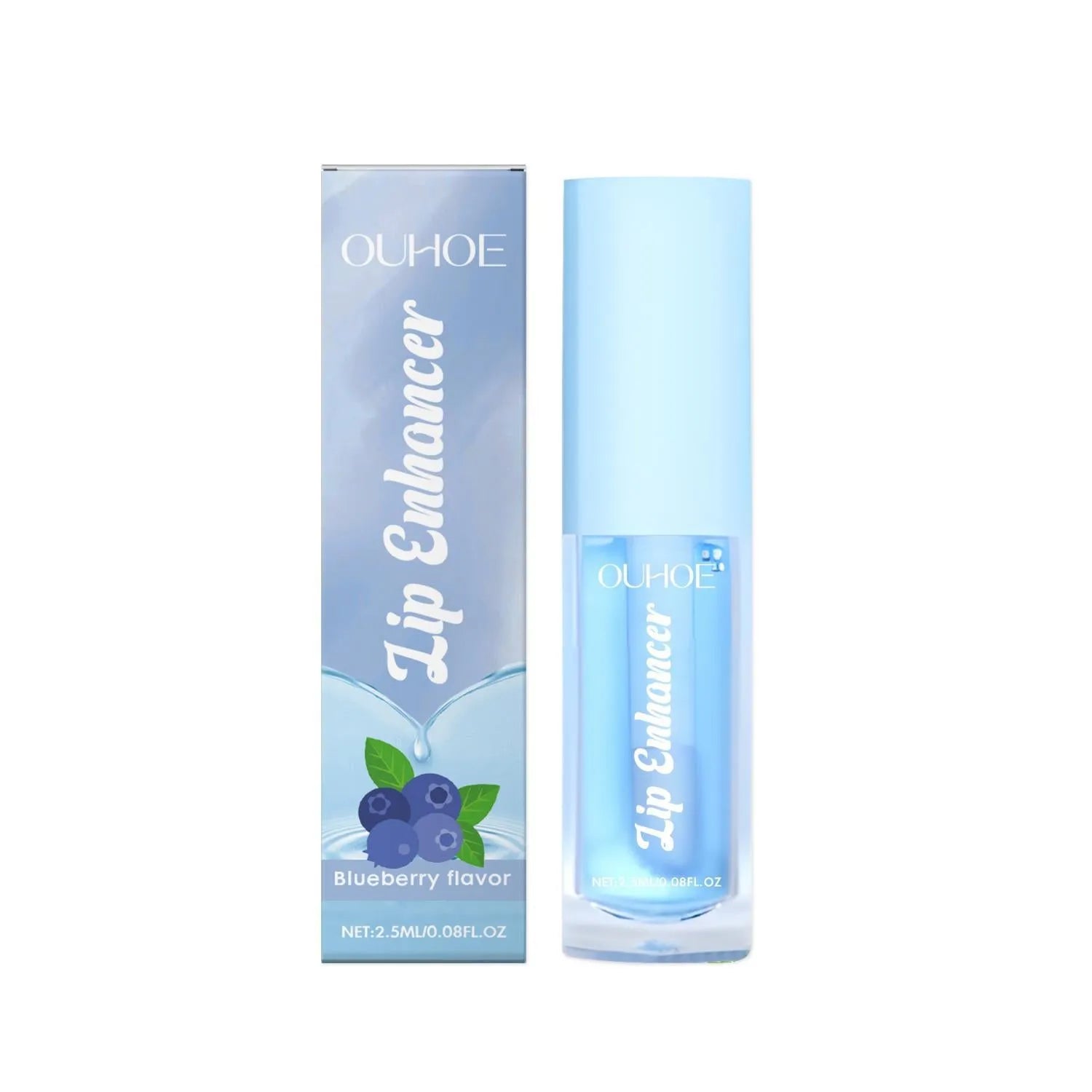 Moisturising lip oil bottle with plant oil and ceramide formula, shown in one of six flavour variants.