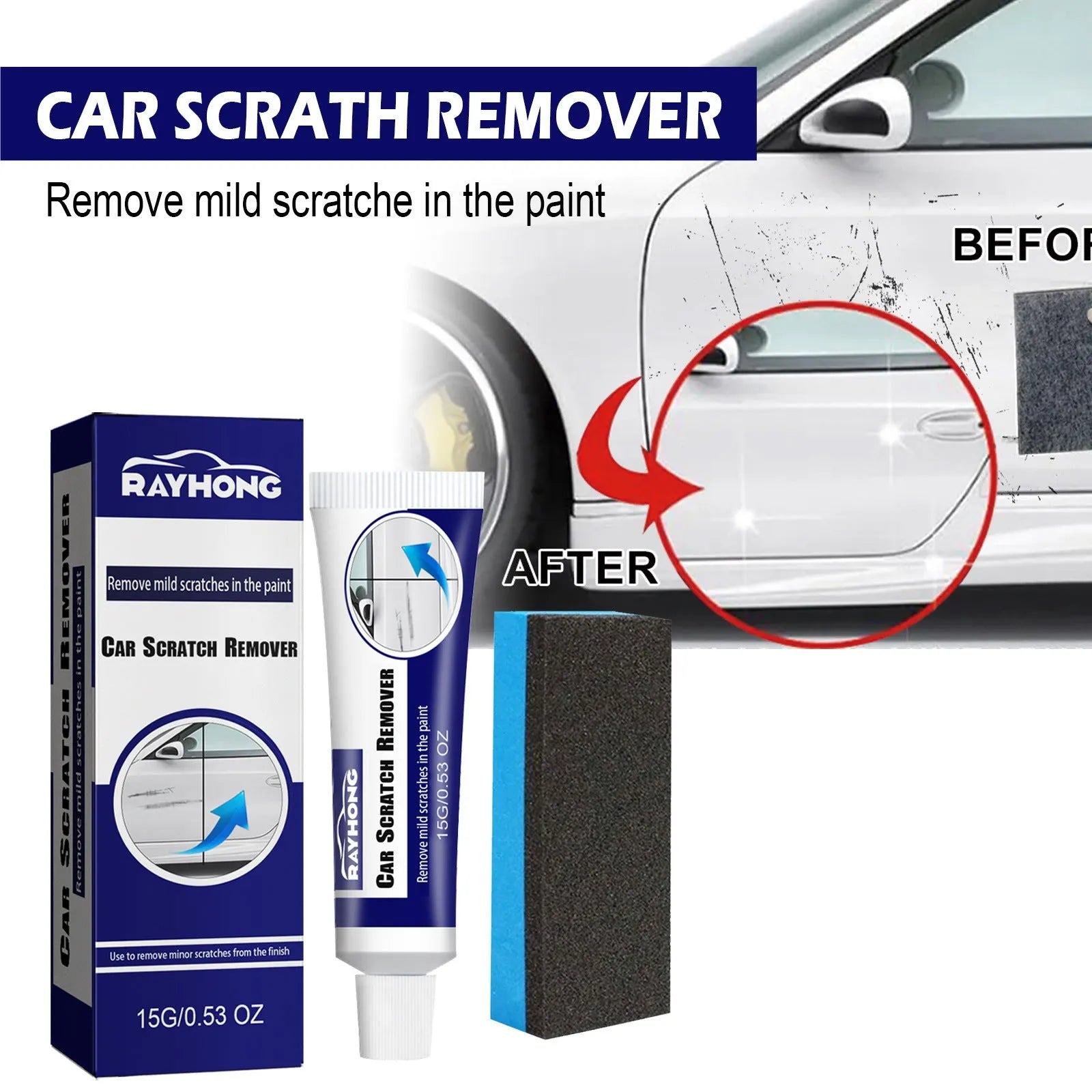 Car scratch remover renovation paint repair kit 15g with sponge applicator for car bodywork