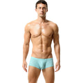 Men's solid colour low-waist nylon boxer shorts on a white background.